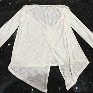 Light Cream White V-Neck Open Front Cardigan